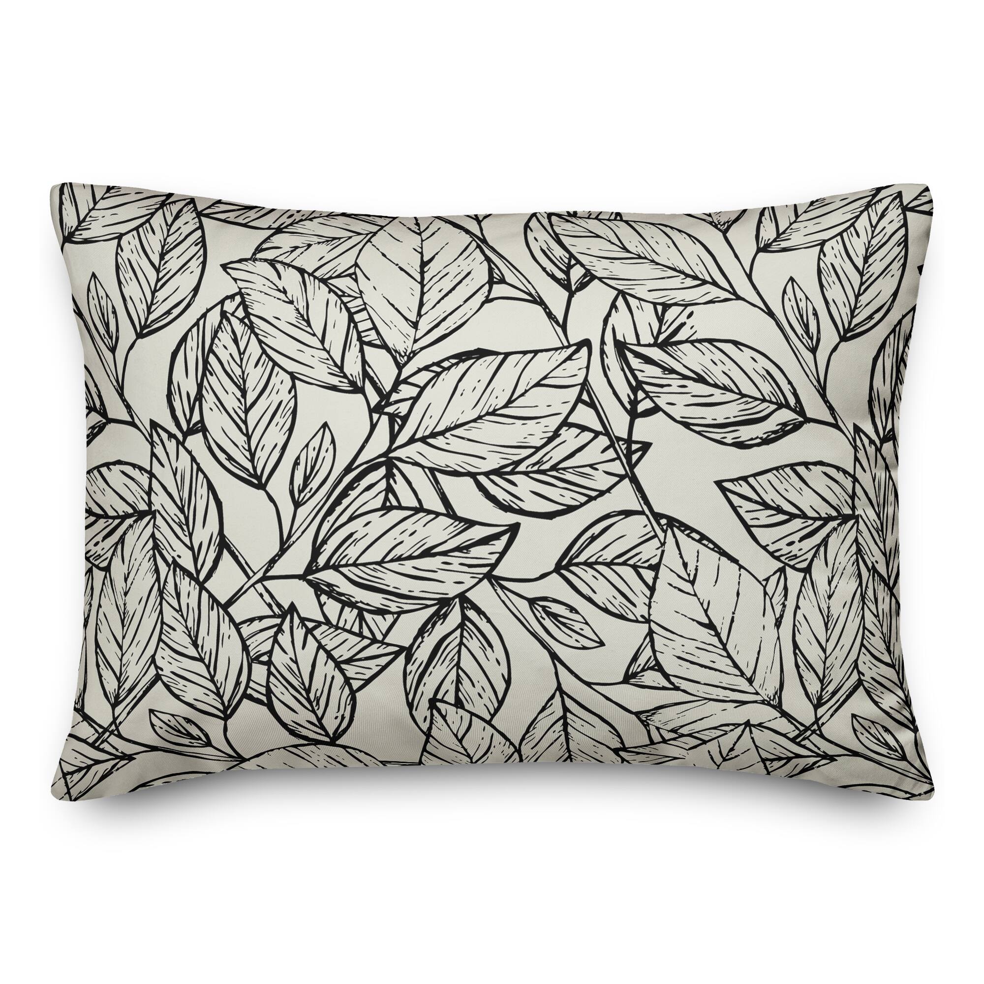 Sketched Leaf Pattern Throw Pillow 14" x 20"